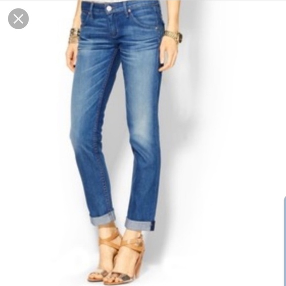 cuffed straight leg jeans
